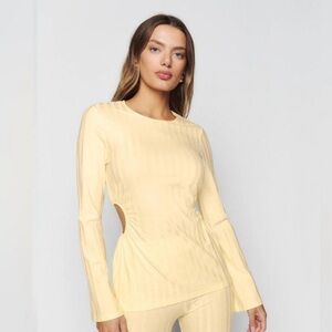 Reformation quincey cut out top long sleeve rib knit SZ S